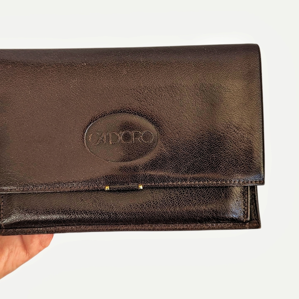 Vintage 1980s Brown Genuine Leather Wallet A'DORO Made in France - Picture 9 of 13